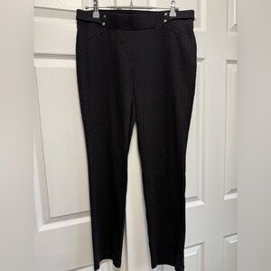 Rafaella black textured dress pants pull on style logo metal studs at waist 8